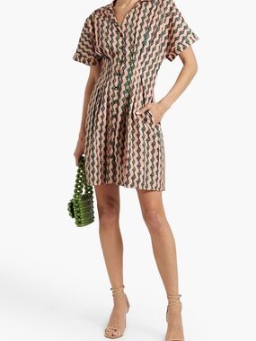 Solani NWT 100% Cotton Printed Shirt Dress Pink Green Shells Size 6 $525 Retail